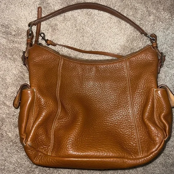 Dooney & Bourke Bag Shoulder Handbags Large Hobo Leather Brown Pink Interior - Picture 8 of 15